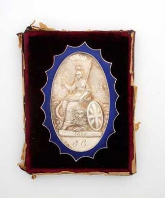 Appraisal: A George III Silver Badge Britannia seated by shore holding