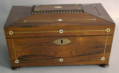 Appraisal: English rosewood lock box th c h w