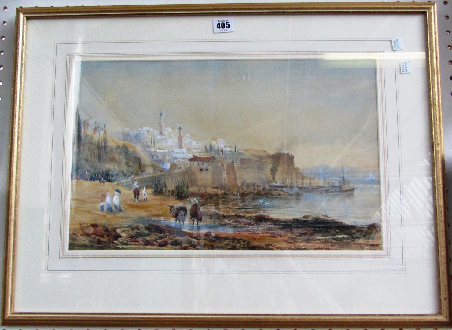 Appraisal: E W th century Tangier watercolour signed with monogram inscribed