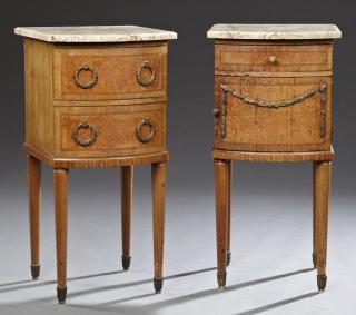 Appraisal: Pair of French Louis XVI Style Inlaid Burled Elm M