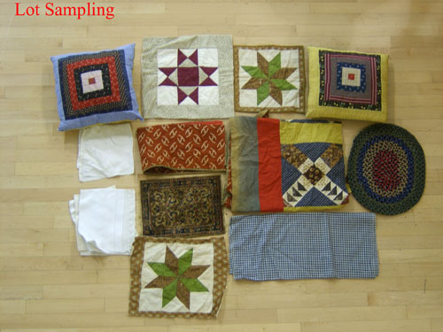 Appraisal: Group of early textiles to include quilt fragments homespun etc