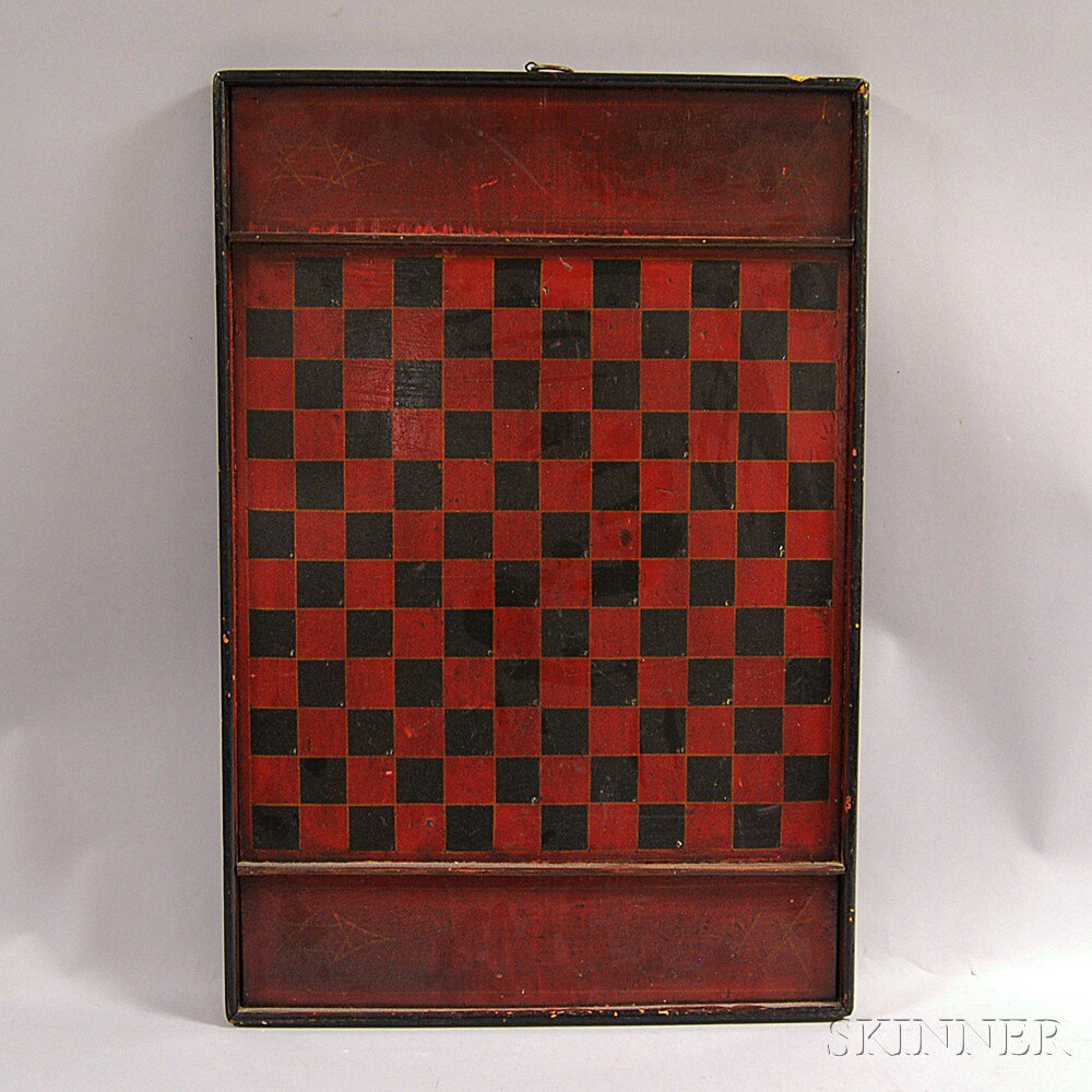 Appraisal: Painted Pine Game Board North America th century the red-