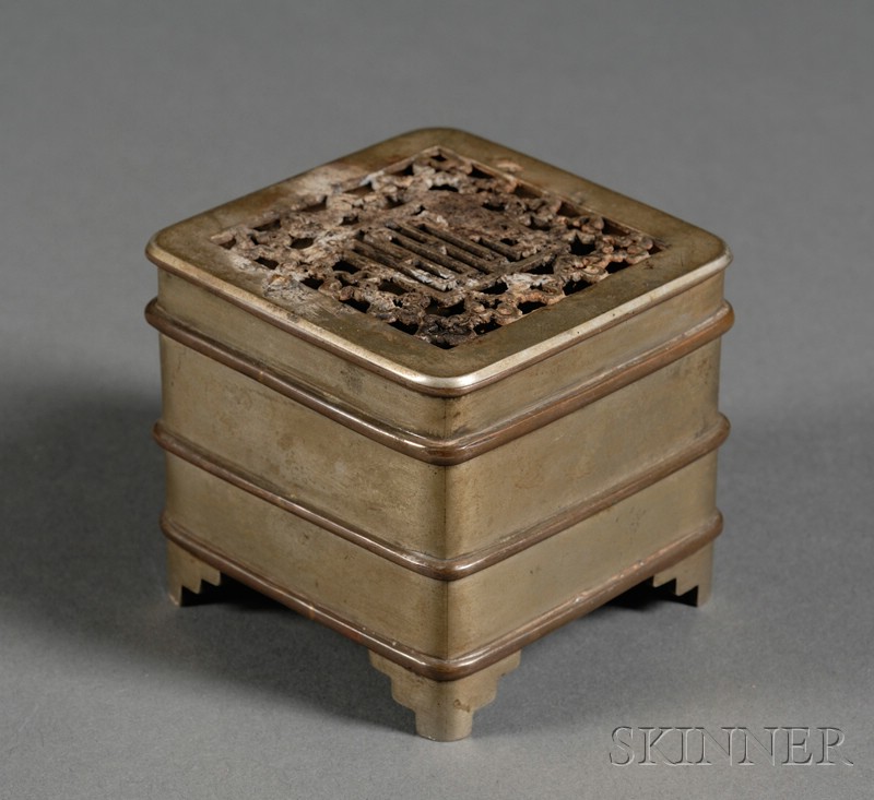 Appraisal: Incense Clock China th century white brass in square