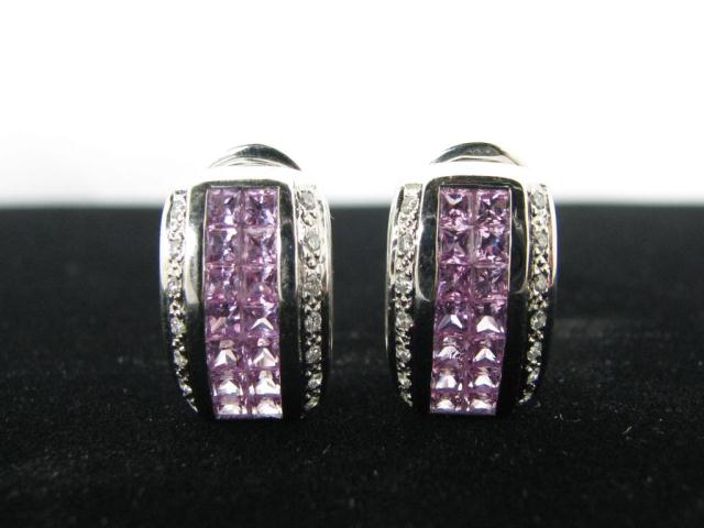 Appraisal: Lady's k white gold earrings with invisible set pink sapphires