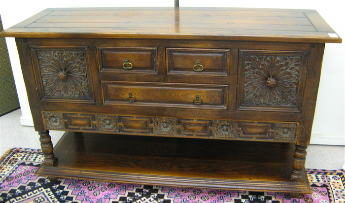 Appraisal: SPANISH BAROQUE STYLE CARVED OAK BUFFET the Granada by the