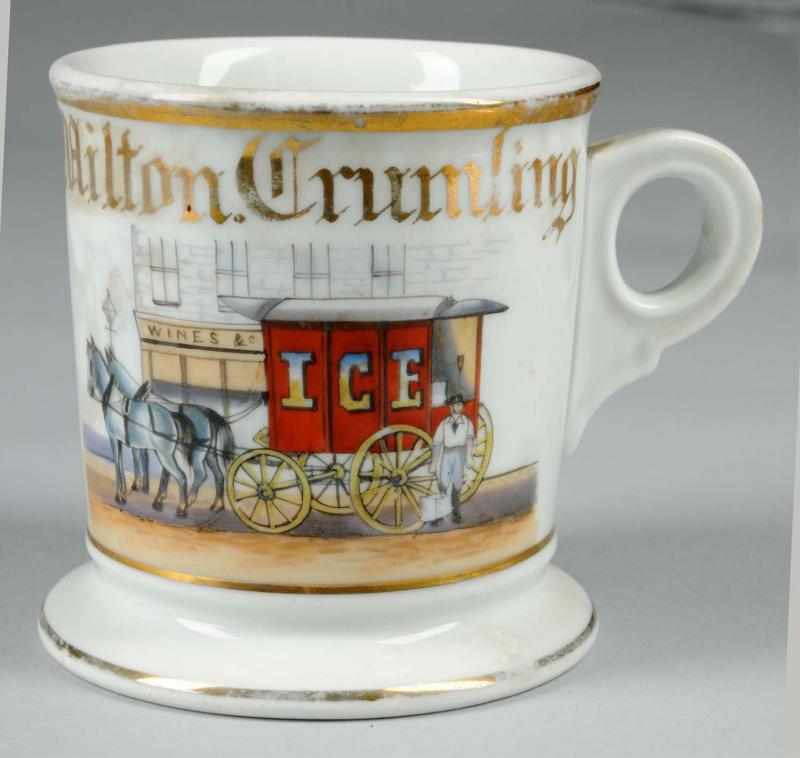 Appraisal: Horse-Drawn Ice Wagon Shaving Mug Description Marked with the name