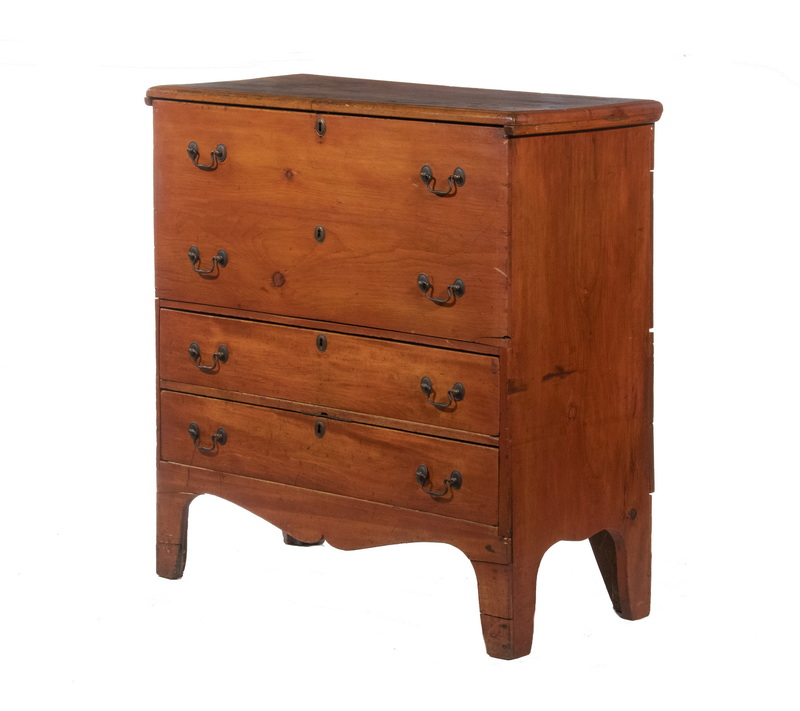 Appraisal: COUNTRY HEPPLEWHITE BLANKET CHEST WITH DRAWERS Pine Chest in old