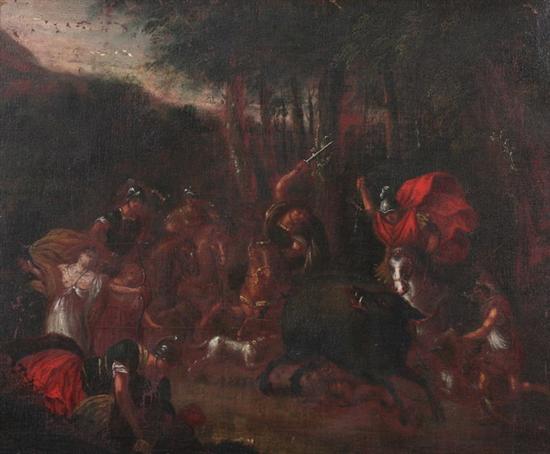 Appraisal: FLEMISH SCHOOL th century ATALANTA AND THE CALYDONIAN BOAR oil