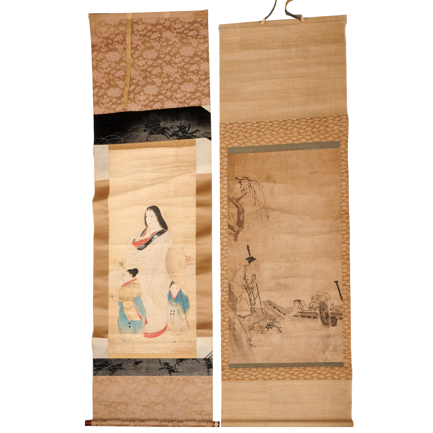 Appraisal: JAPANESE SCHOOL LARGE SCROLL PAINTINGS th c or earlier Sage