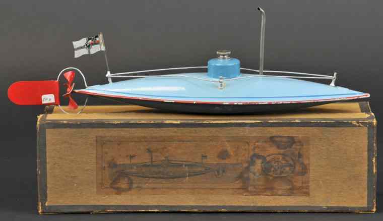 Appraisal: ERNST PLANK SUBMARINE WITH BOX Germany introduced in hand painted