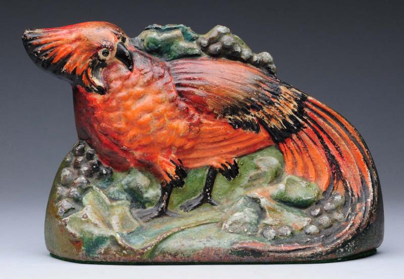 Appraisal: Cast Iron Bird of Paradise Doorstop Signed F M Co