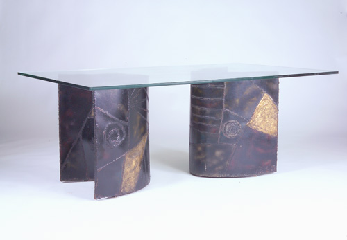 Appraisal: PAUL EVANS Sculpted Steel dining table with a rectangular plate