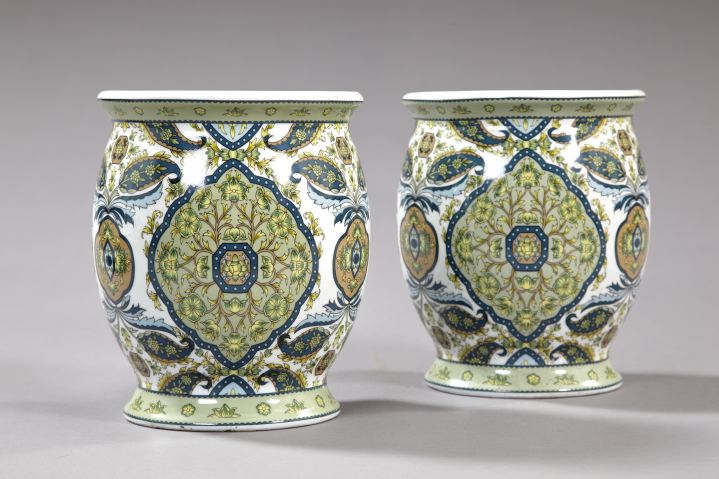 Appraisal: Good Pair of French Porcelain Cachepots first quarter th century