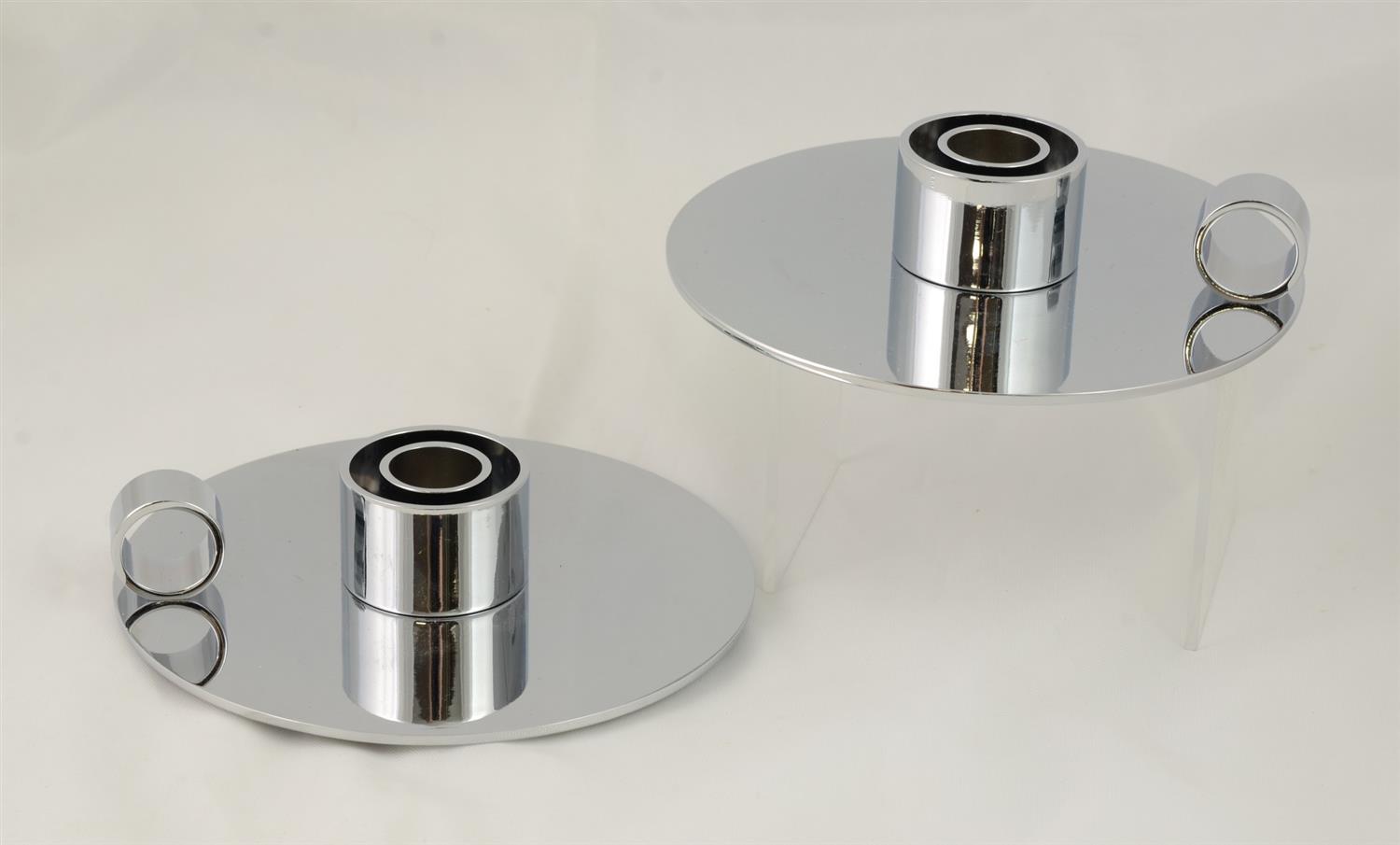 Appraisal: Pair of Contemporary Heavy Chrome Plated Candleholders - diameter -