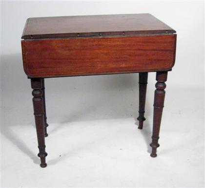 Appraisal: Late Classical mahogany drop leaf table th century With rectangular