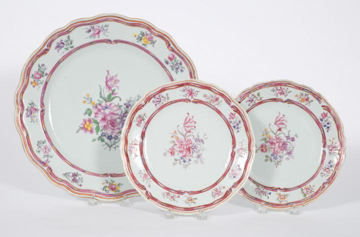 Appraisal: Chinese Export Famille Rose Porcelain Charger and Pair of Plates