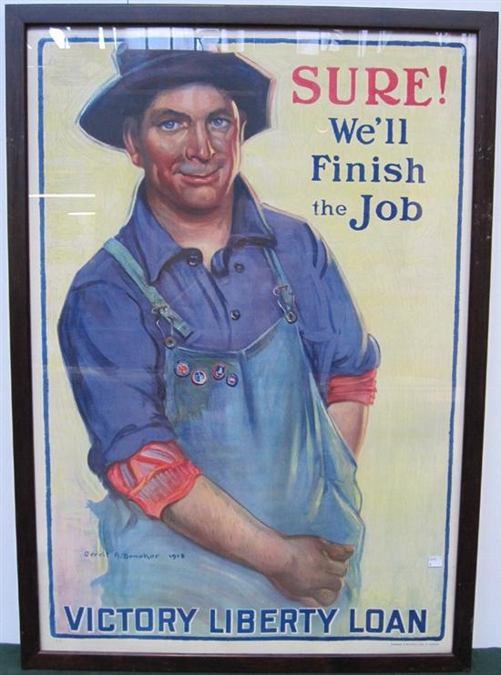 Appraisal: SURE WE'LL FINISH THE JOB VICTORY LIBERTY LOAN POSTER WWI