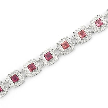 Appraisal: White Gold Pink Tourmaline and Diamond Bracelet Estimate -