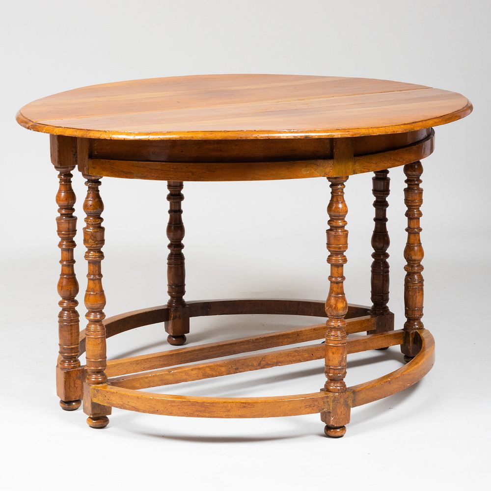 Appraisal: Pair of Continental Provincial Fruitwood D-Shaped Tables Possibly Belgian Can