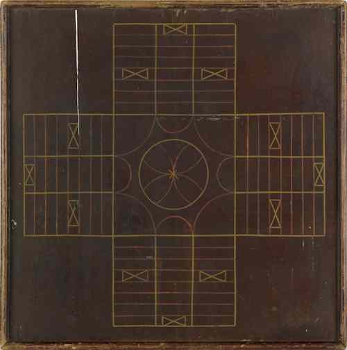 Appraisal: American painted pine Parcheesi board late th c x