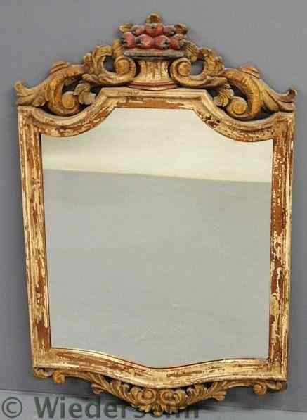 Appraisal: Italian style carved wood mirror with distressed surface x