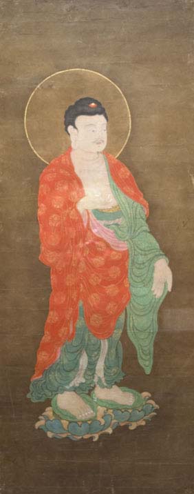 Appraisal: FINE SCROLL PAINTING OF BUDDHA Large and very finely detailed