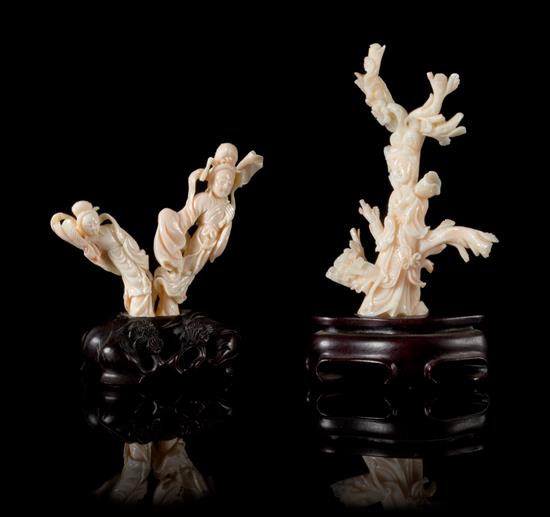 Appraisal: Sale Lot Two White Coral Carvings late th early th