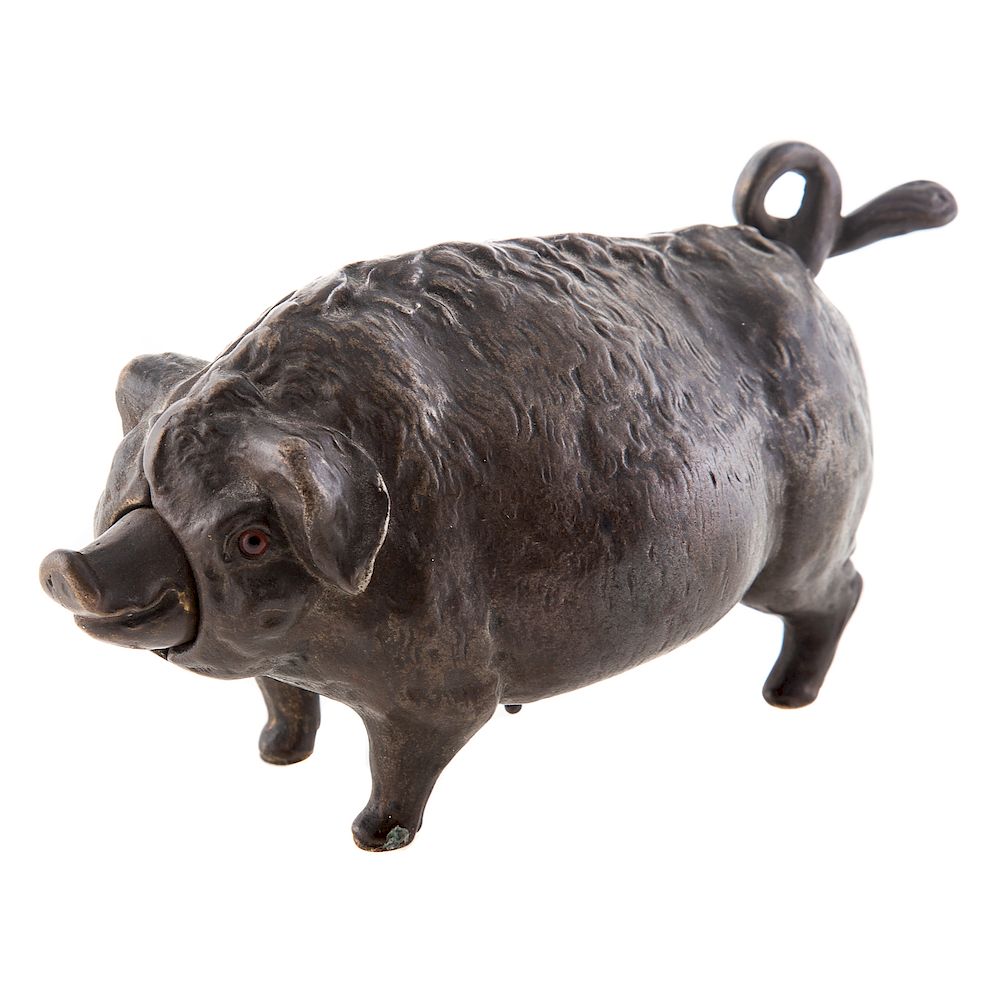 Appraisal: Continental Bronze Pig Windup Timer late th early th century