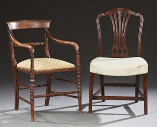 Appraisal: Two English Chairs th c one a Regency style w