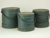 Appraisal: FIRKINS - Lot of three graduated blue painted covered firkins