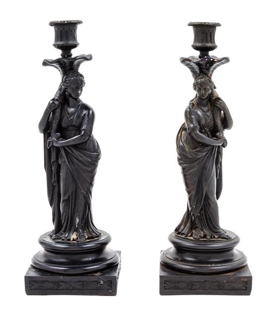 Appraisal: Sale Lot A Matched Pair of Wedgwood Black Basalt Figural