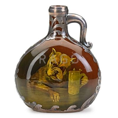 Appraisal: BRUCE HORSFALL ROOKWOOD Standard Glaze jug with silver overlay painted