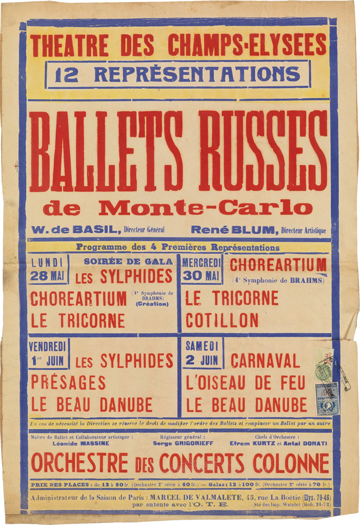 Appraisal: DESIGNER UNKNOWN BALLETS RUSSES DE MONTE - CARLO x inches