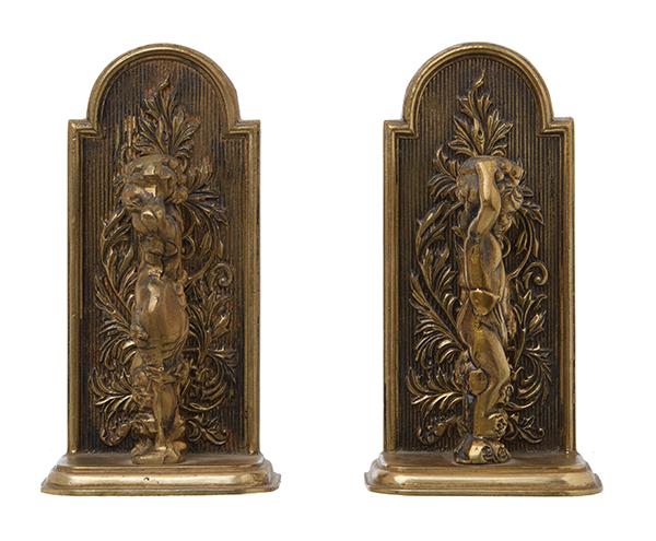 Appraisal: ITALIAN MID th CENTURY BRASS BOOKENDS Cast as putto dressed