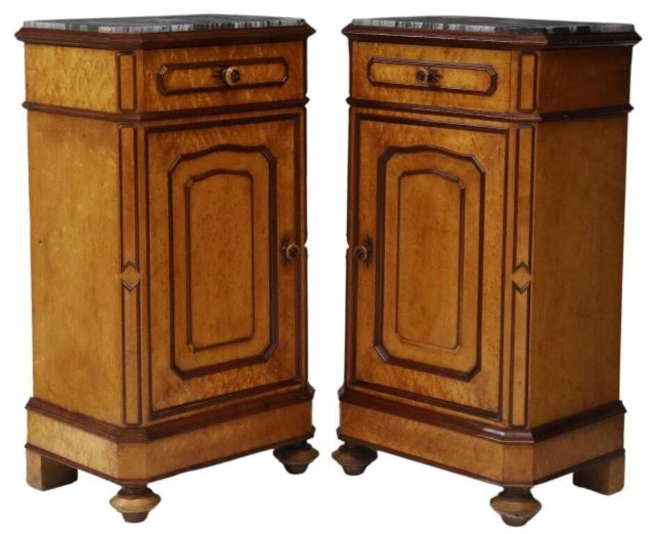 Appraisal: pair Italian birdseye maple bedside cabinets late th c inset