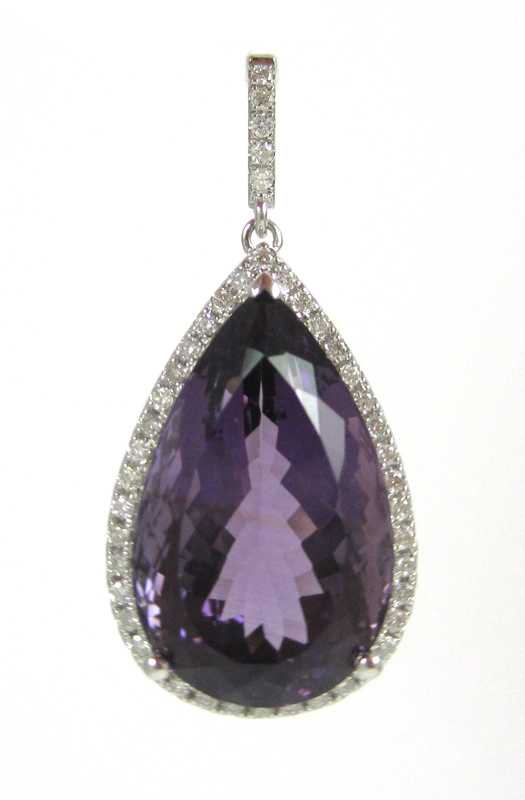 Appraisal: AMETHYST DIAMOND AND WHITE GOLD PENDANT The k white gold