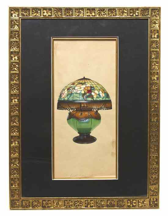 Appraisal: A Watercolor Design attributed to Louis Comfort Tiffany depicting a