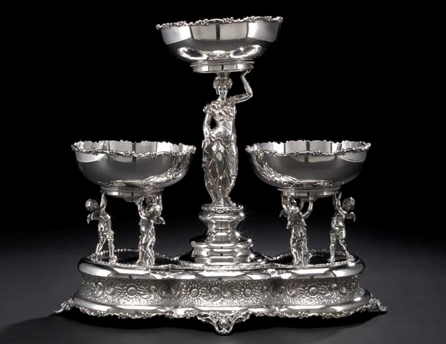 Appraisal: Large Canadian Silverplate Figural Centerpiece first quarter th century by