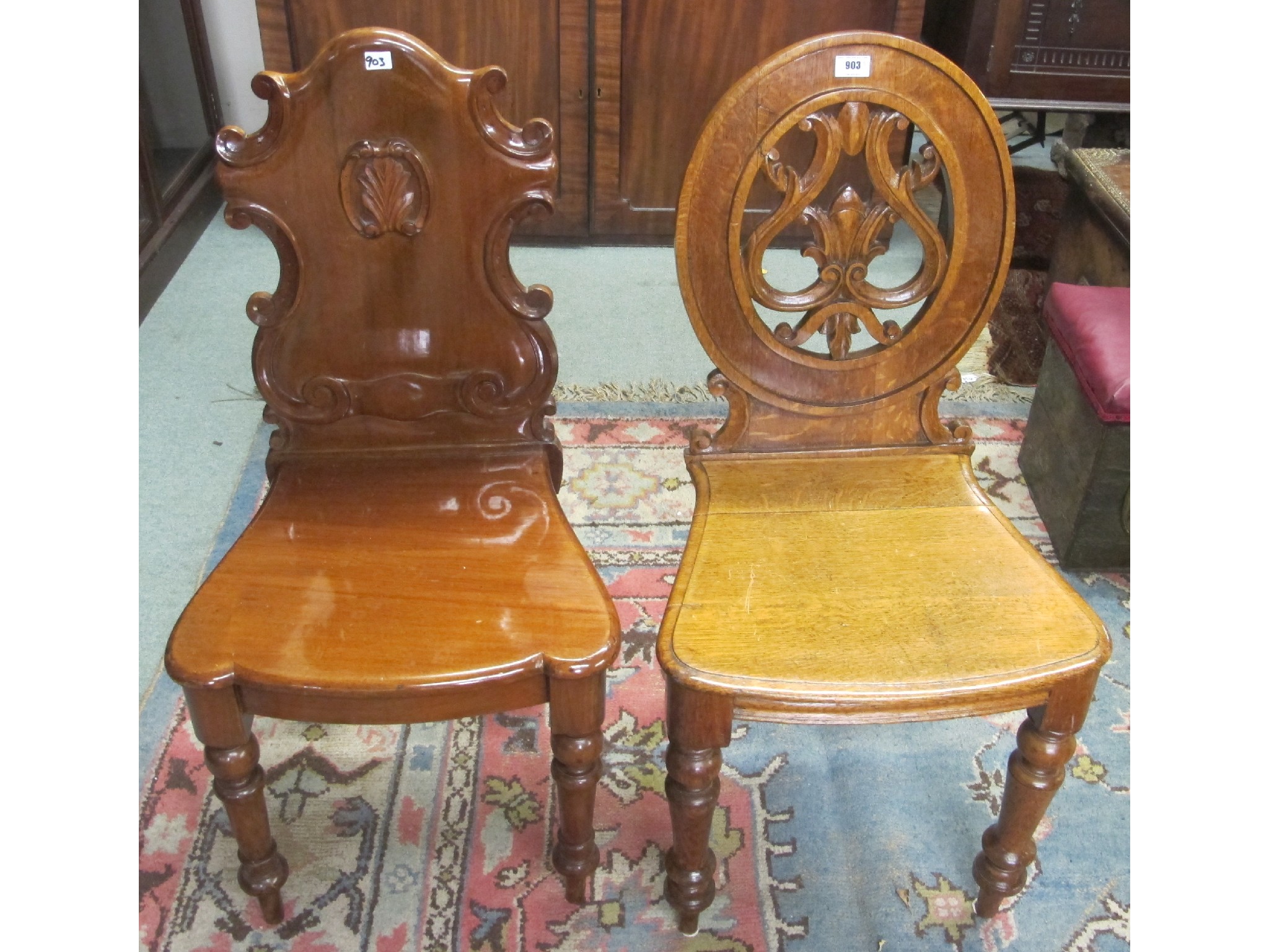 Appraisal: Two Victorian hall chairs