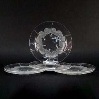 Appraisal: Six Lalique Rolleboise Crystal Plates Frosted leaves on clear Each