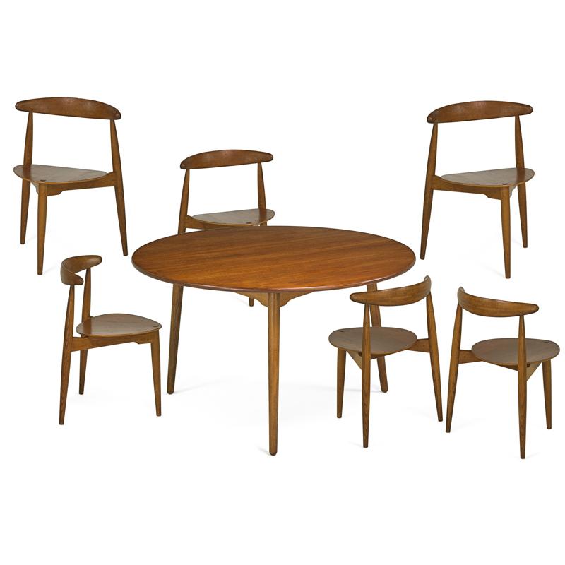 Appraisal: HANS WEGNER Dining table and six chairs Condition Report Shallow