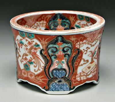 Appraisal: Japanese Imari cachepot interior with central landscape with figures interior