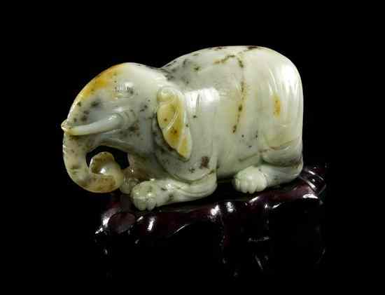 Appraisal: A Hardstone Carving of an Elephant of white stone with