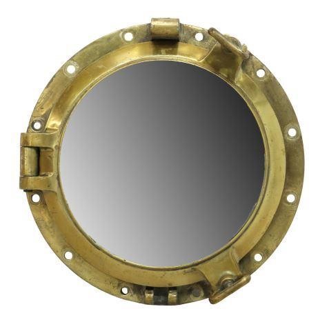 Appraisal: Nautical brass porthole now fashioned as a wall mirror th