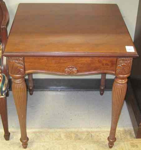 Appraisal: SQUARE LAMP TABLE The Bombay Co with cherry finish single