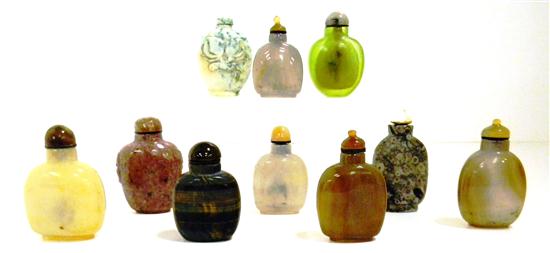 Appraisal: Ten th century snuff bottles stone glass etc largest measures