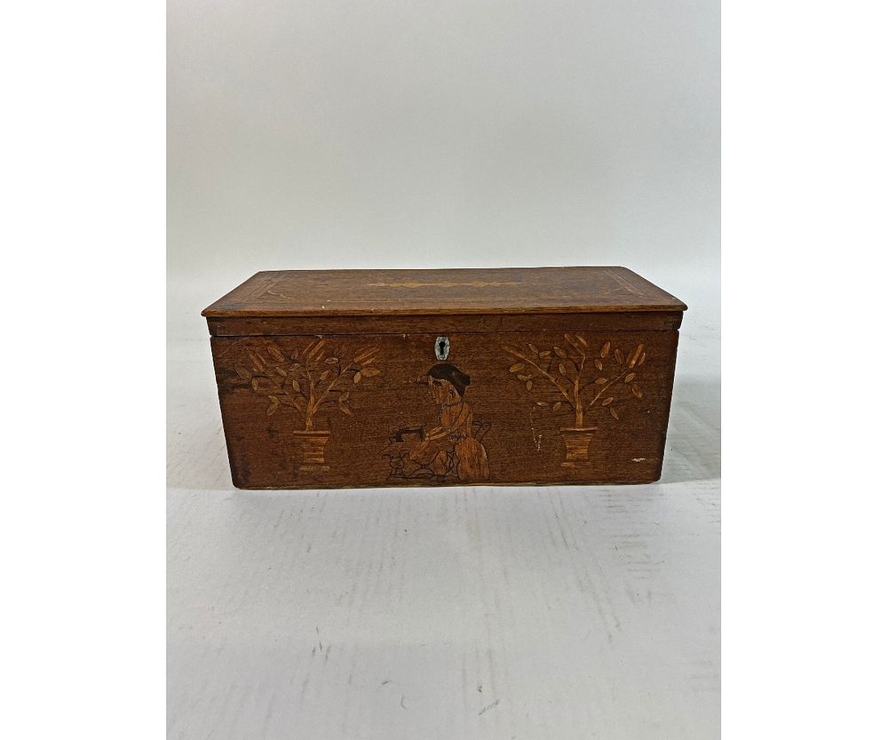 Appraisal: Folk Art Mahogany Sewing Box Folk Art mahogany sewing box