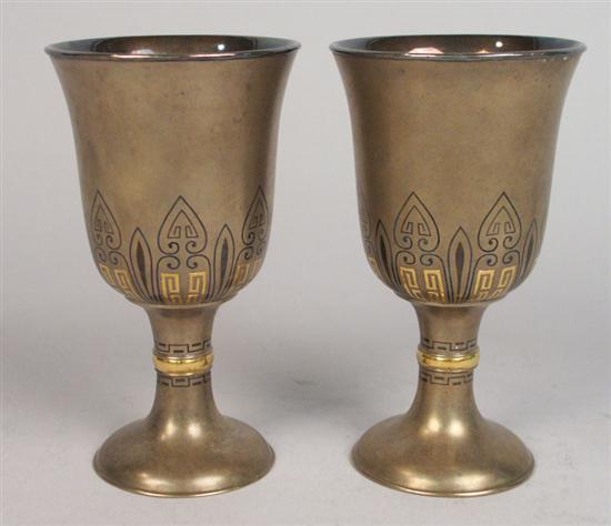 Appraisal: TWO JAPANESE MIXED METAL GOBLETS height inches Provenance Property of