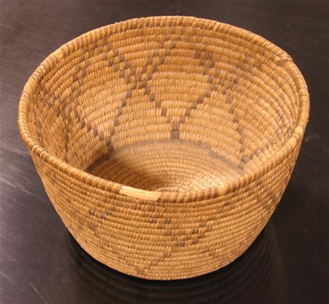 Appraisal: NATIVE AMERICAN INDIAN WOVEN BASKET Native American woven basket straight