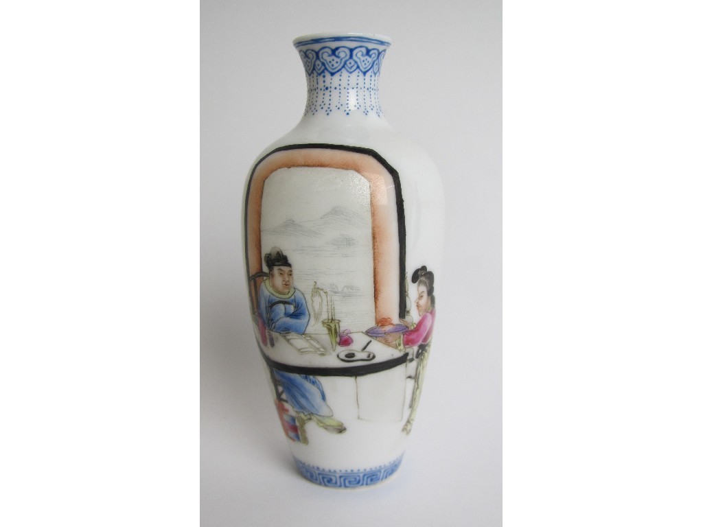 Appraisal: A Chinese eggshell baluster vase painted with a mandarin seated